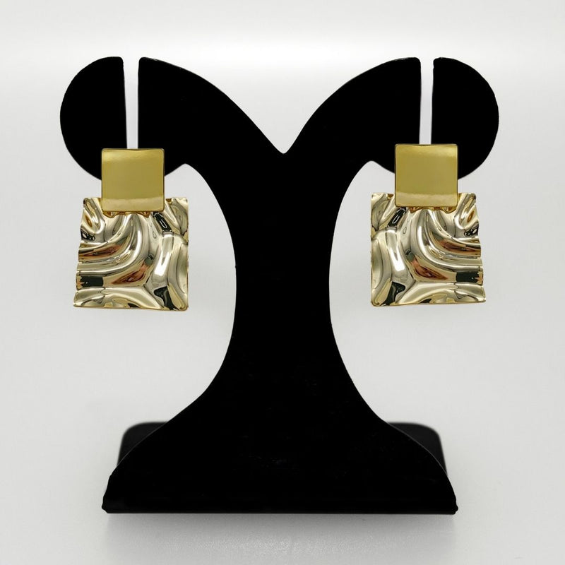 Dangling Hammered Gold Statement Earrings