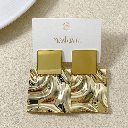 Dangling Hammered Gold Statement Earrings