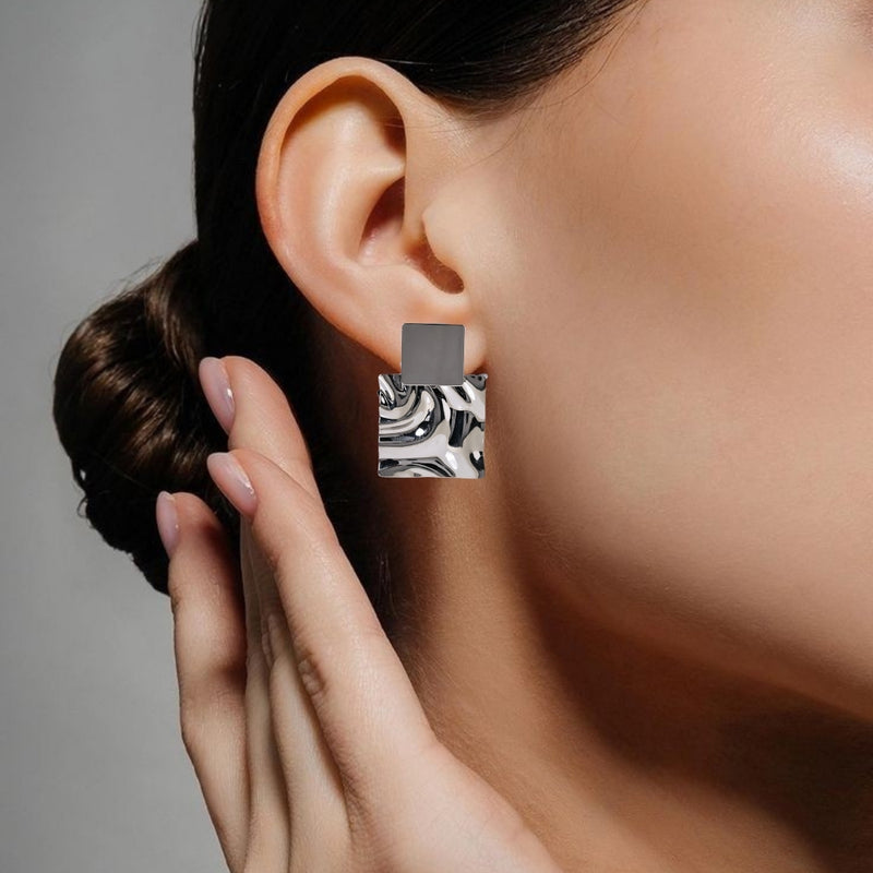 Dangling Hammered Silver Statement Earrings