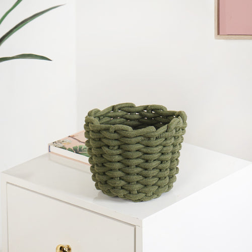 Dark Green Roped Style Basket