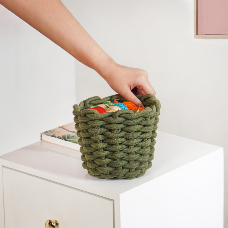 Dark Green Roped Style Basket