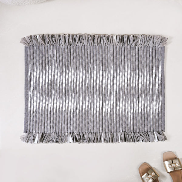 Dark Grey Cotton Weave Anti Slip Floor Mat 85x62cm