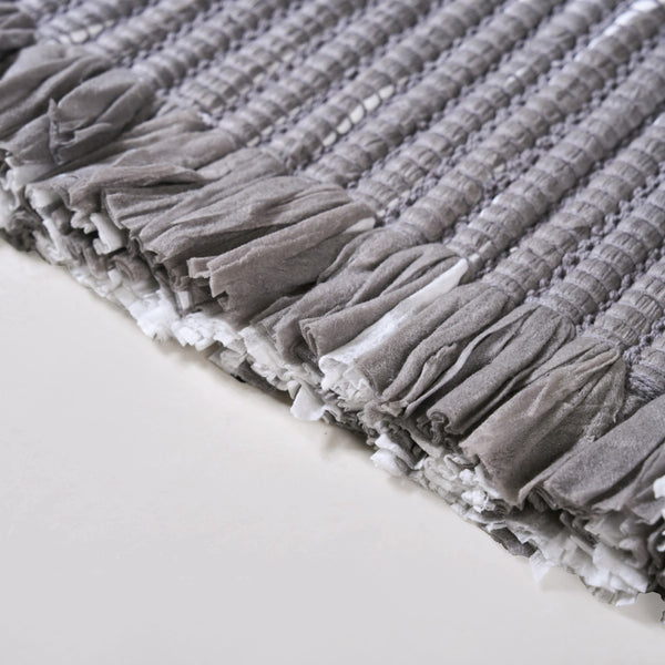 Dark Grey Cotton Weave Anti Slip Floor Mat 85x62cm