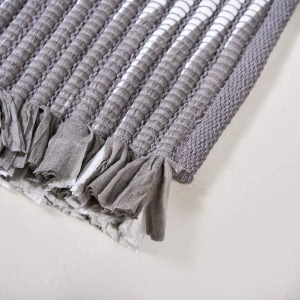 Dark Grey Cotton Weave Anti Slip Floor Mat 85x62cm