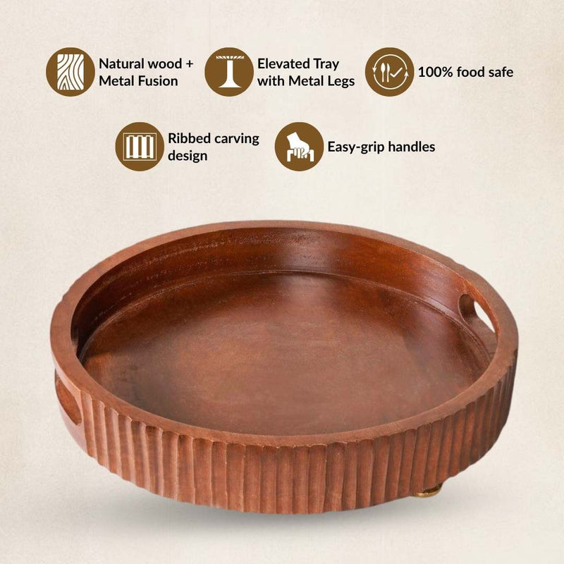 Dark Wood Serving Tray 30cm