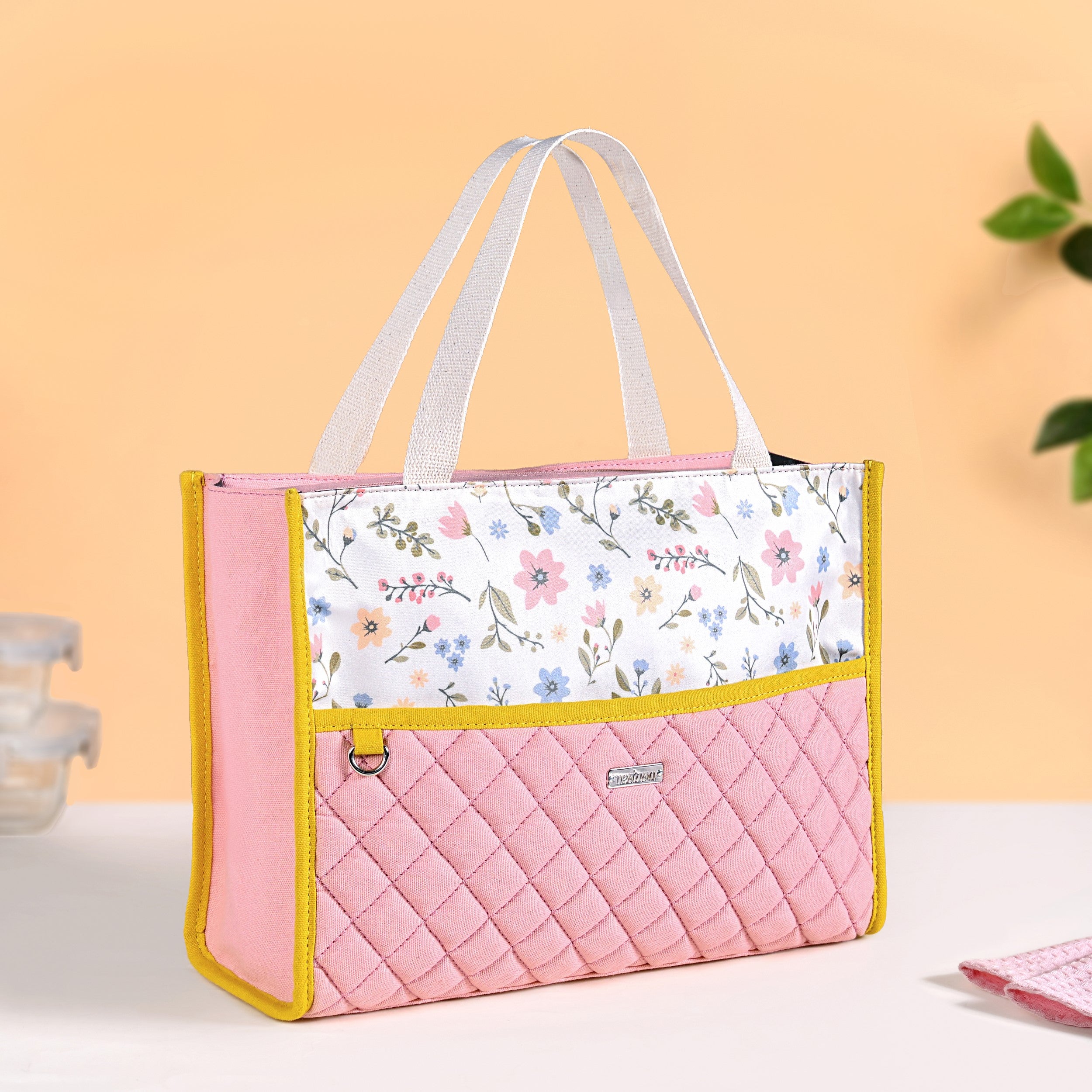Floral Pink Quilted Multipurpose Lunch Bag