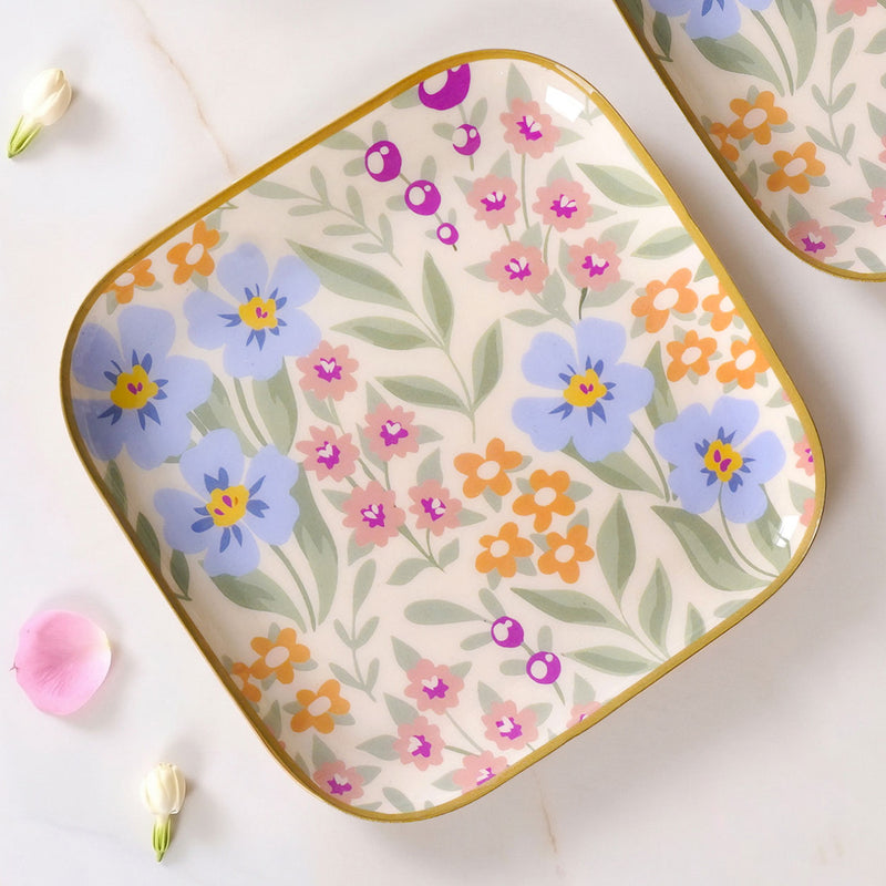 Peony Petals Snack Plates Set Of 2 In Gift Box