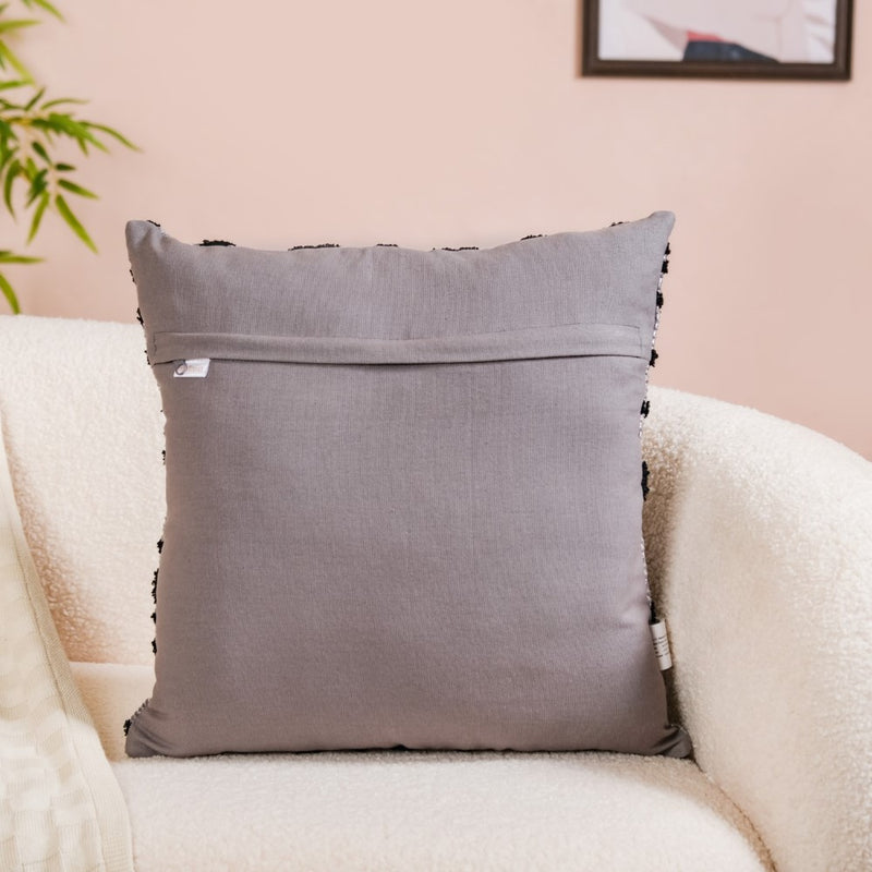 Decorative Leaf Pattern Cushion Cover Black 15x15 Inch