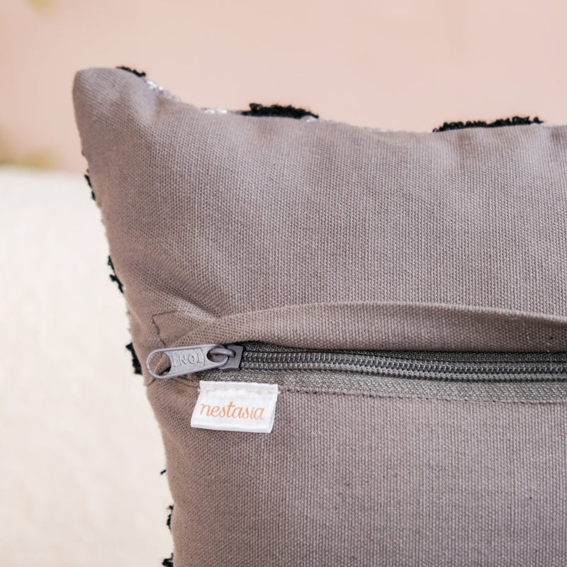 Decorative Leaf Pattern Cushion Cover Black 15x15 Inch