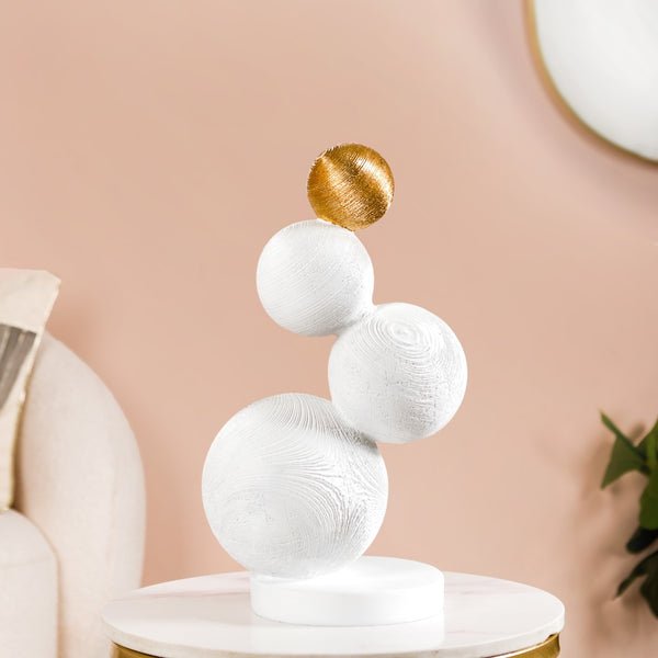Molecular Geometric Sculpture White And Gold