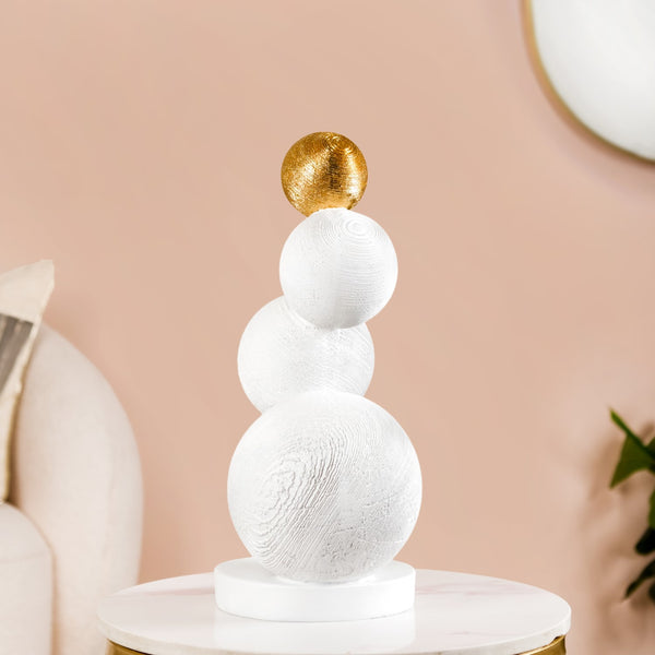 Molecular Geometric Sculpture White And Gold