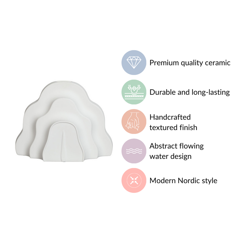 Cloud Ceramic Flower Vase- Flowing Water Vase, Ceramic Flower Vase, Elegant Ceramic Vase, Decorative Water Vase, Modern Flower Vase