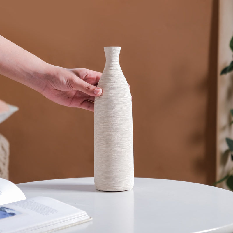 Bottle Shaped Ceramic Vase Off-White
