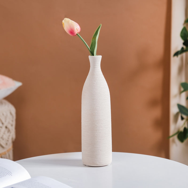 Bottle Shaped Ceramic Vase Off-White