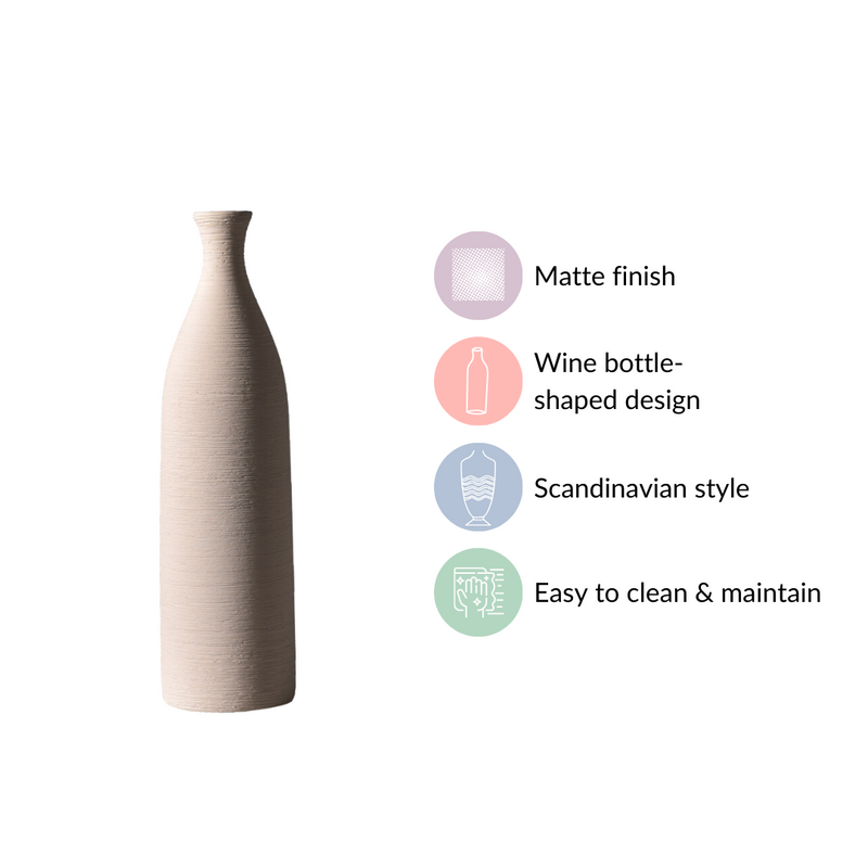 Bottle Shaped Ceramic Vase Off-White