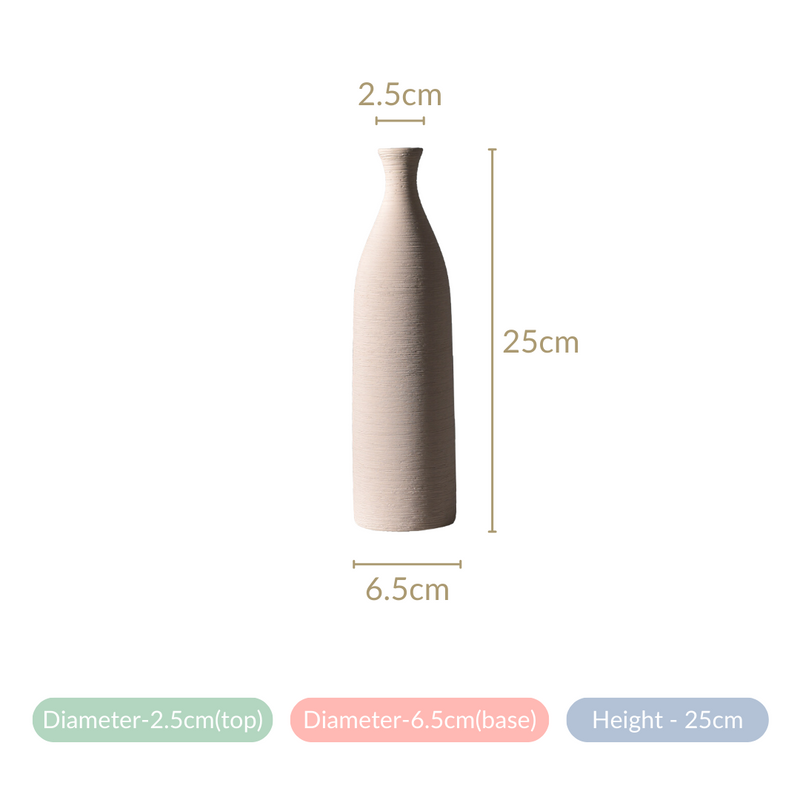 Bottle Shaped Ceramic Vase Off-White