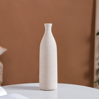 Textured Tall Off White Ceramic Vase