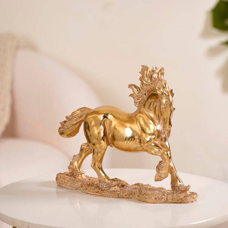 Gold Horse Decor Sculpture - Gold Horse Decor Sculpture, Gold Horse Figurine, Horse Statue in Gold, Luxe Horse Decor