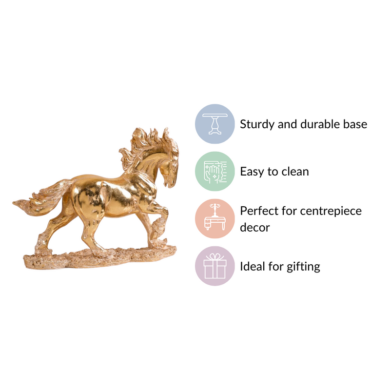 Gold Horse Decor Sculpture - Gold Horse Decor Sculpture, Gold Horse Figurine, Horse Statue in Gold, Luxe Horse Decor
