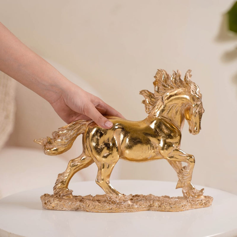 Gold Horse Decor Sculpture - Gold Horse Decor Sculpture, Gold Horse Figurine, Horse Statue in Gold, Luxe Horse Decor