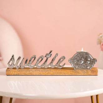 Sweetie Pie Decor Tealight Holder Silver