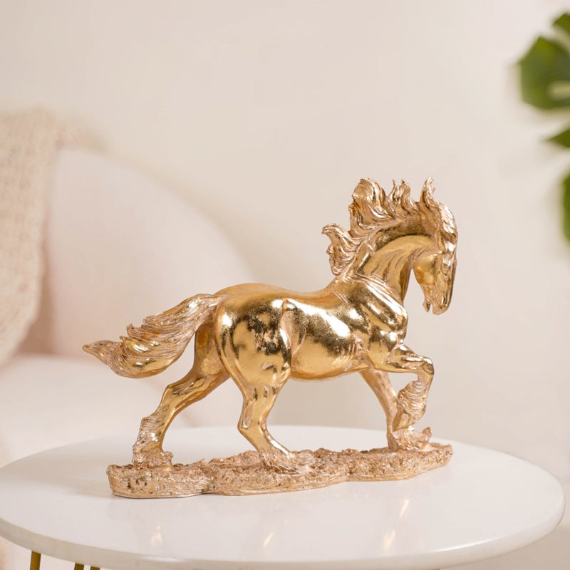 Gold Horse Decor Sculpture - Gold Horse Decor Sculpture, Gold Horse Figurine, Horse Statue in Gold, Luxe Horse Decor