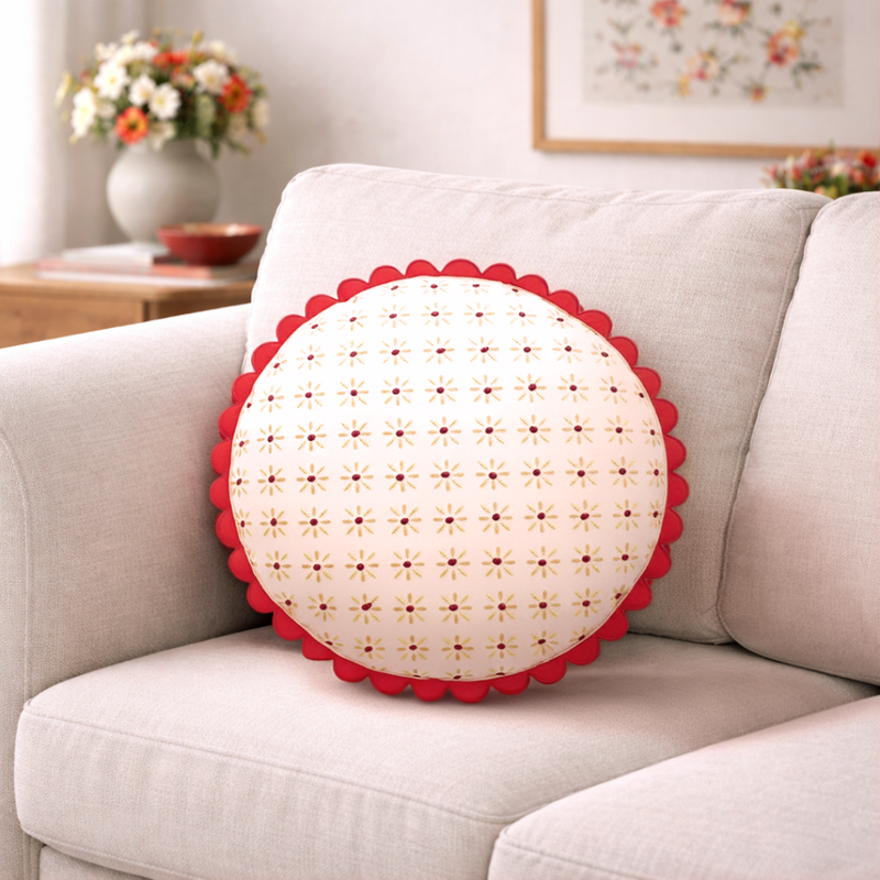 Decorative Floral Cotton Embroidered Cushion Cover 43cm