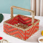 Decorative Handwoven Gift Basket With Handle Orange