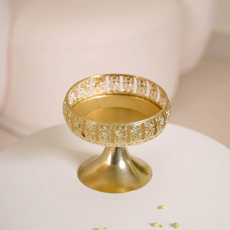 Decorative Bowl With Pedestal Gold Small- Decorative Fruit Bowl, Pedestal Fruit Bowl, Small Fruit Bowl, Elegant Pedestal Bowl
