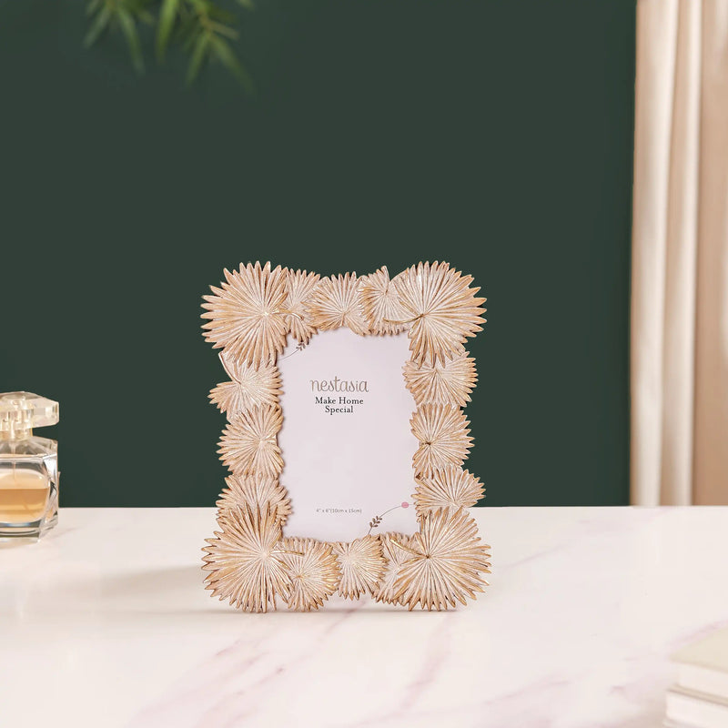 Fan Palm Decor Frame Gold Small 9"x7"- Leaves Frame, Gold Decorative Frame, Small Gold Frame, Palm Leaf Decor Frame, Decorative Photo Frame