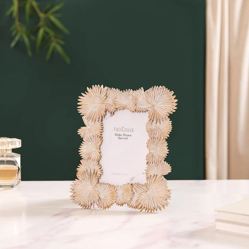 Fan Palm Decor Frame Gold Small 9"x7"- Leaves Frame, Gold Decorative Frame, Small Gold Frame, Palm Leaf Decor Frame, Decorative Photo Frame