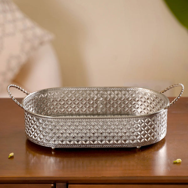 Festive Oval Tray Silver Large