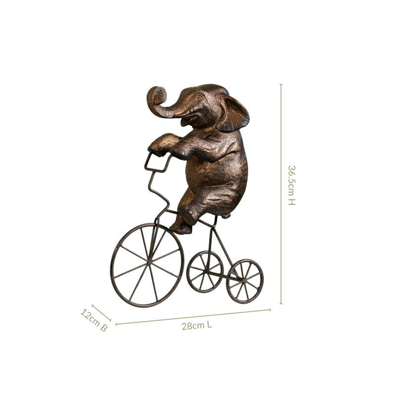 Decorative Cycling Elephant Resin Figure