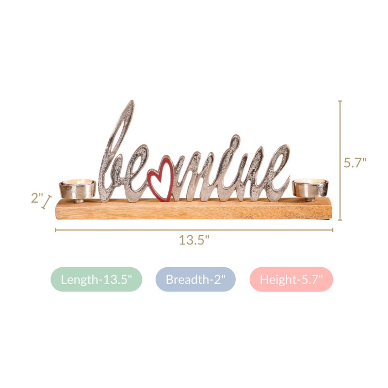 Be Mine Decor Object With Tealight Holder- Wooden tealight holder, decor object, tealight holder, showpiece, tea light holders, decor piece