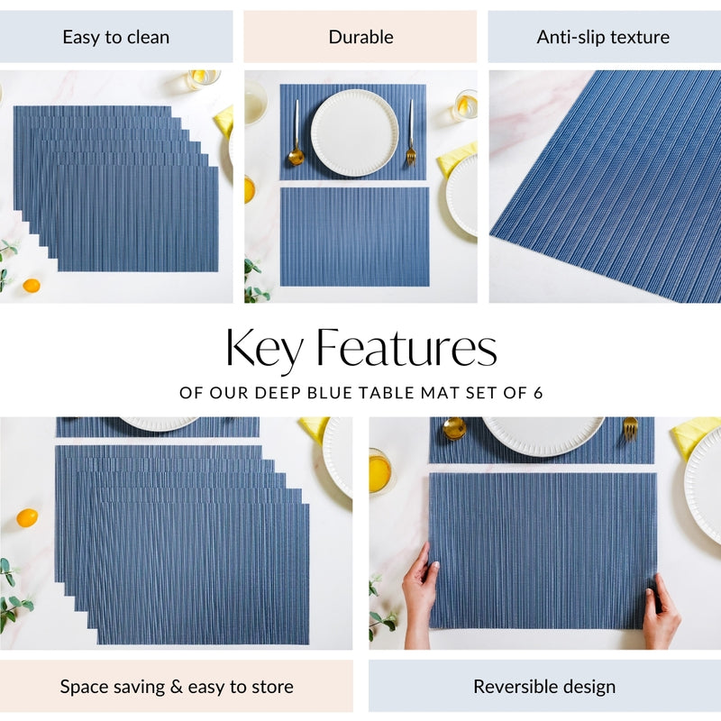 Deep Blue Table Mat Set Of 6