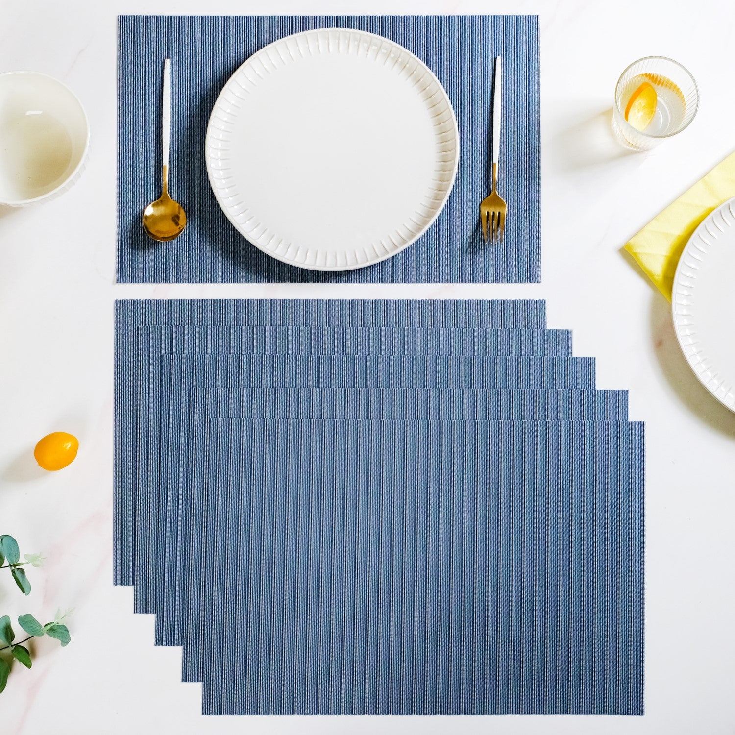 Deep Blue Table Mat Set Of 6 Online - Premium Table Mat | Nestasia