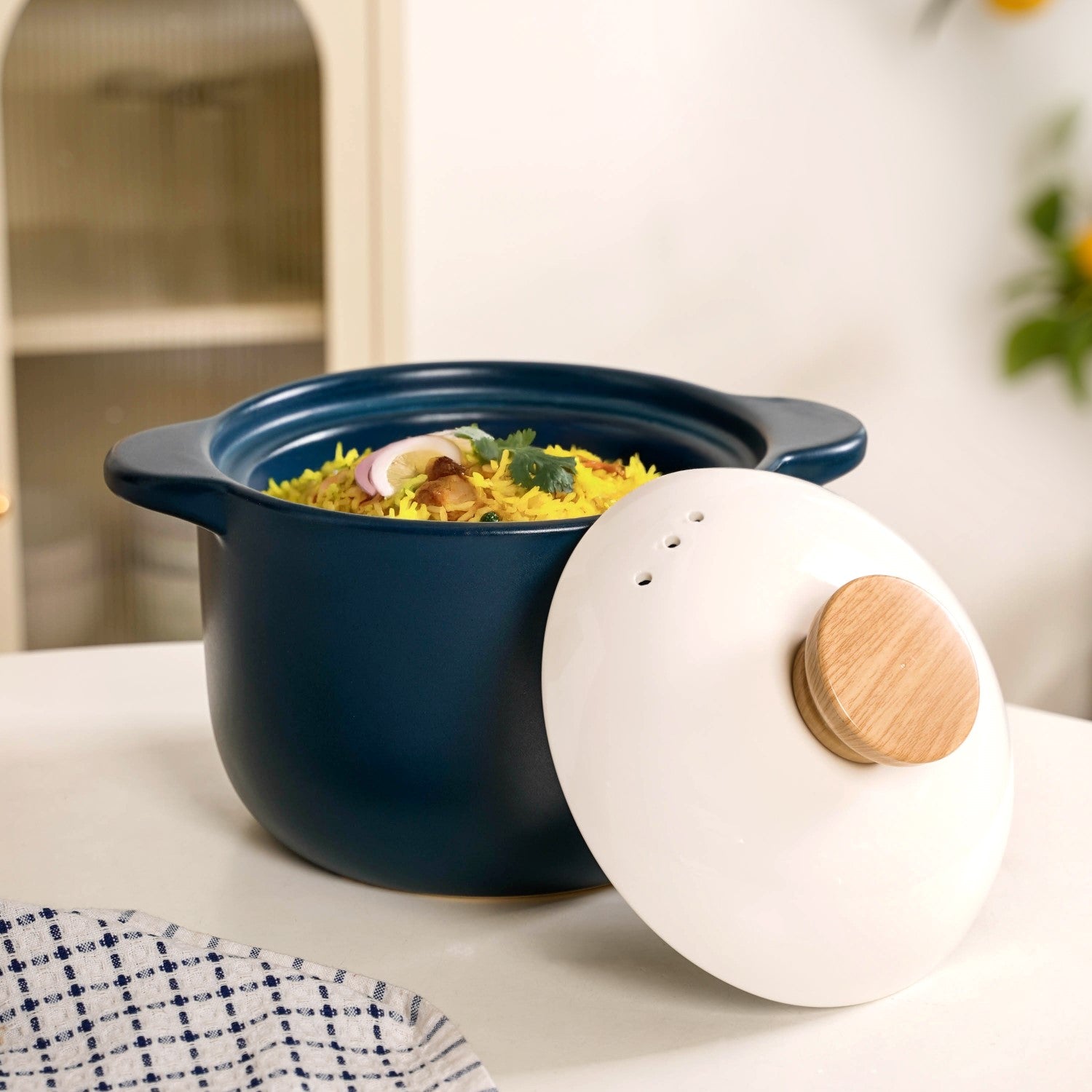 Cera Deep Ceramic Stew Pot Teal 3700ml Online - Premium Cooking