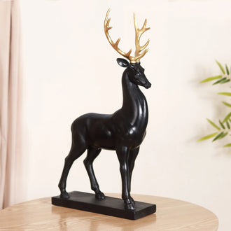 Black Reindeer Showpiece Large- Showpiece, animal figurine, animal sculpture, decor object, animal statues, showpiece for living room