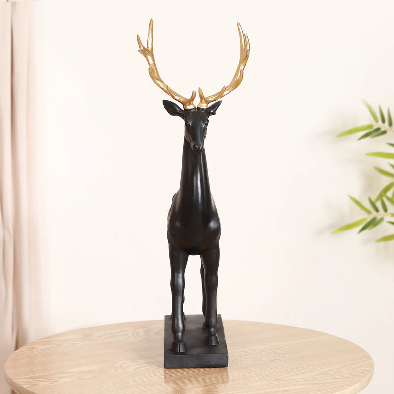 Black Reindeer Showpiece Large- Showpiece, animal figurine, animal sculpture, decor object, animal statues, showpiece for living room