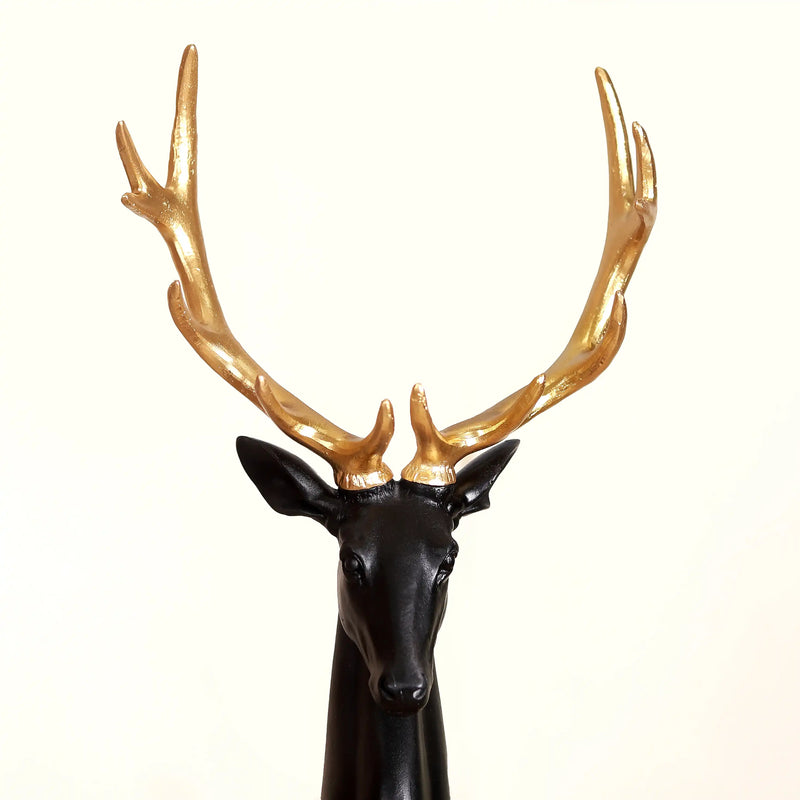 Black Reindeer Showpiece Large- Showpiece, animal figurine, animal sculpture, decor object, animal statues, showpiece for living room