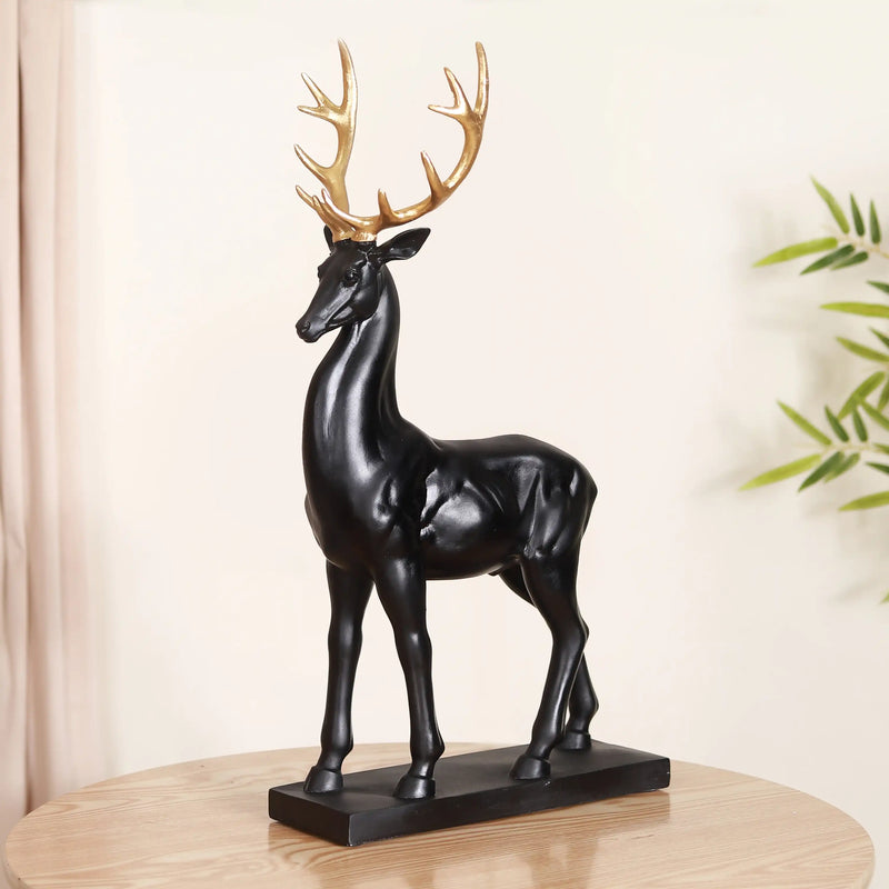 Black Reindeer Showpiece Large- Showpiece, animal figurine, animal sculpture, decor object, animal statues, showpiece for living room