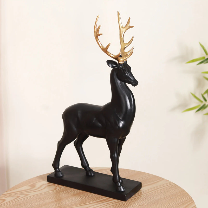 Black Reindeer Showpiece Large- Showpiece, animal figurine, animal sculpture, decor object, animal statues, showpiece for living room