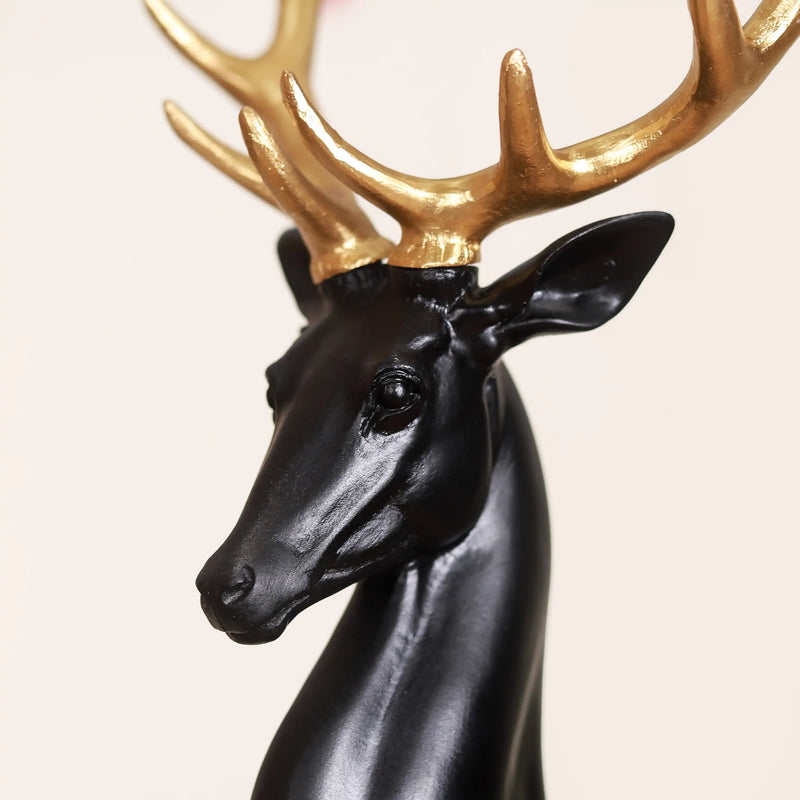 Black Reindeer Showpiece Large- Showpiece, animal figurine, animal sculpture, decor object, animal statues, showpiece for living room