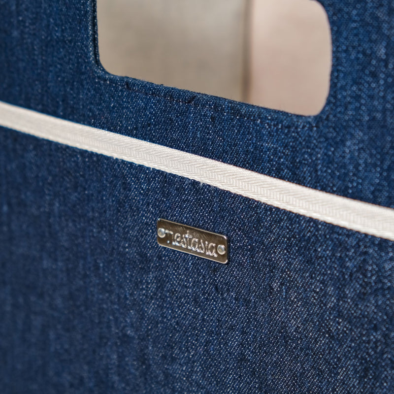 Denim Multipurpose Foldable Basket 57 Litres- Denim Foldable Bag, Multipurpose Bag, 57 L Bag, Denim Storage Bag, Tote Bag