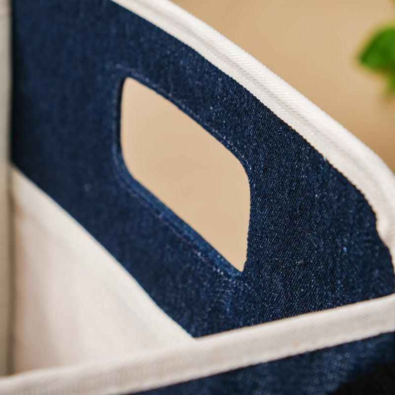 Denim Multipurpose Foldable Basket 57 Litres- Denim Foldable Bag, Multipurpose Bag, 57 L Bag, Denim Storage Bag, Tote Bag
