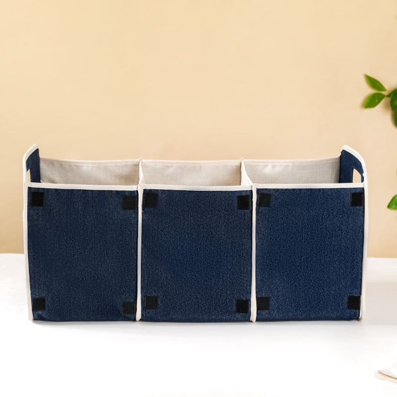 Denim Multipurpose Foldable Basket 57 Litres- Denim Foldable Bag, Multipurpose Bag, 57 L Bag, Denim Storage Bag, Tote Bag