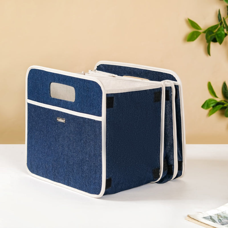 Denim Multipurpose Foldable Basket 57 Litres- Denim Foldable Bag, Multipurpose Bag, 57 L Bag, Denim Storage Bag, Tote Bag