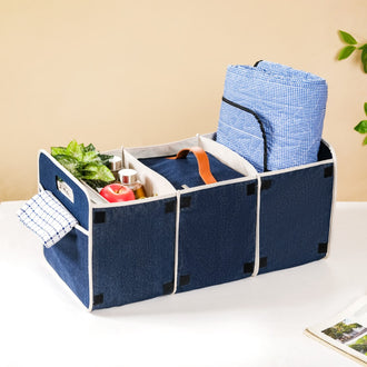 Denim Multipurpose Foldable Basket 57 Litres- Denim Foldable Bag, Multipurpose Bag, 57 L Bag, Denim Storage Bag, Tote Bag