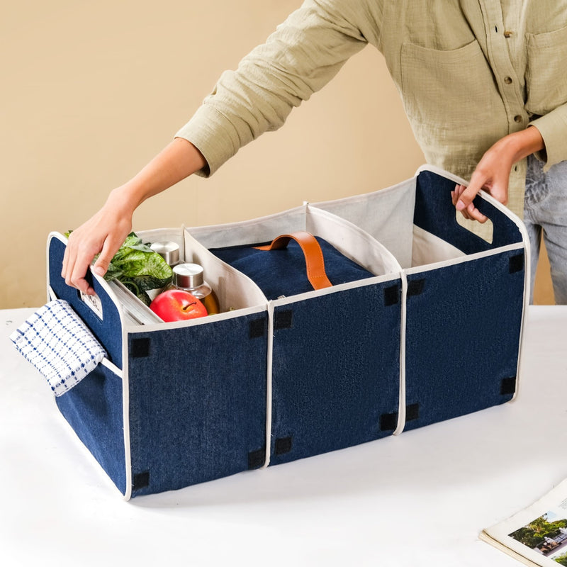 Denim Multipurpose Foldable Basket 57 Litres- Denim Foldable Bag, Multipurpose Bag, 57 L Bag, Denim Storage Bag, Tote Bag