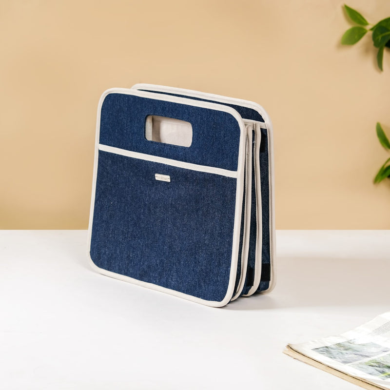 Denim Multipurpose Foldable Basket 57 Litres- Denim Foldable Bag, Multipurpose Bag, 57 L Bag, Denim Storage Bag, Tote Bag